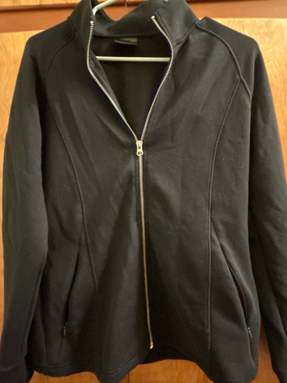 Women's Black Zip-Up V-Neck Sweater Jacket